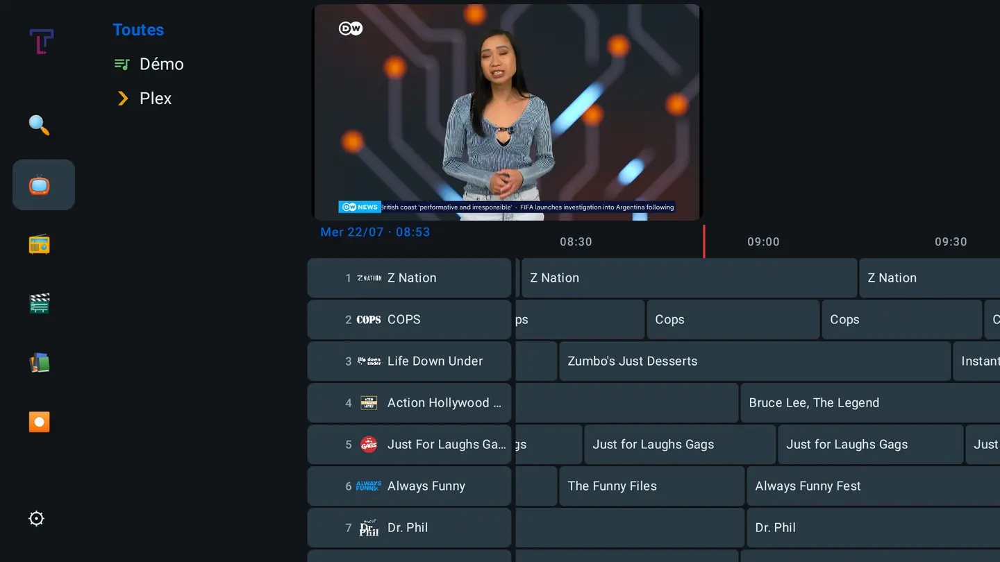 Live TV, fully guided